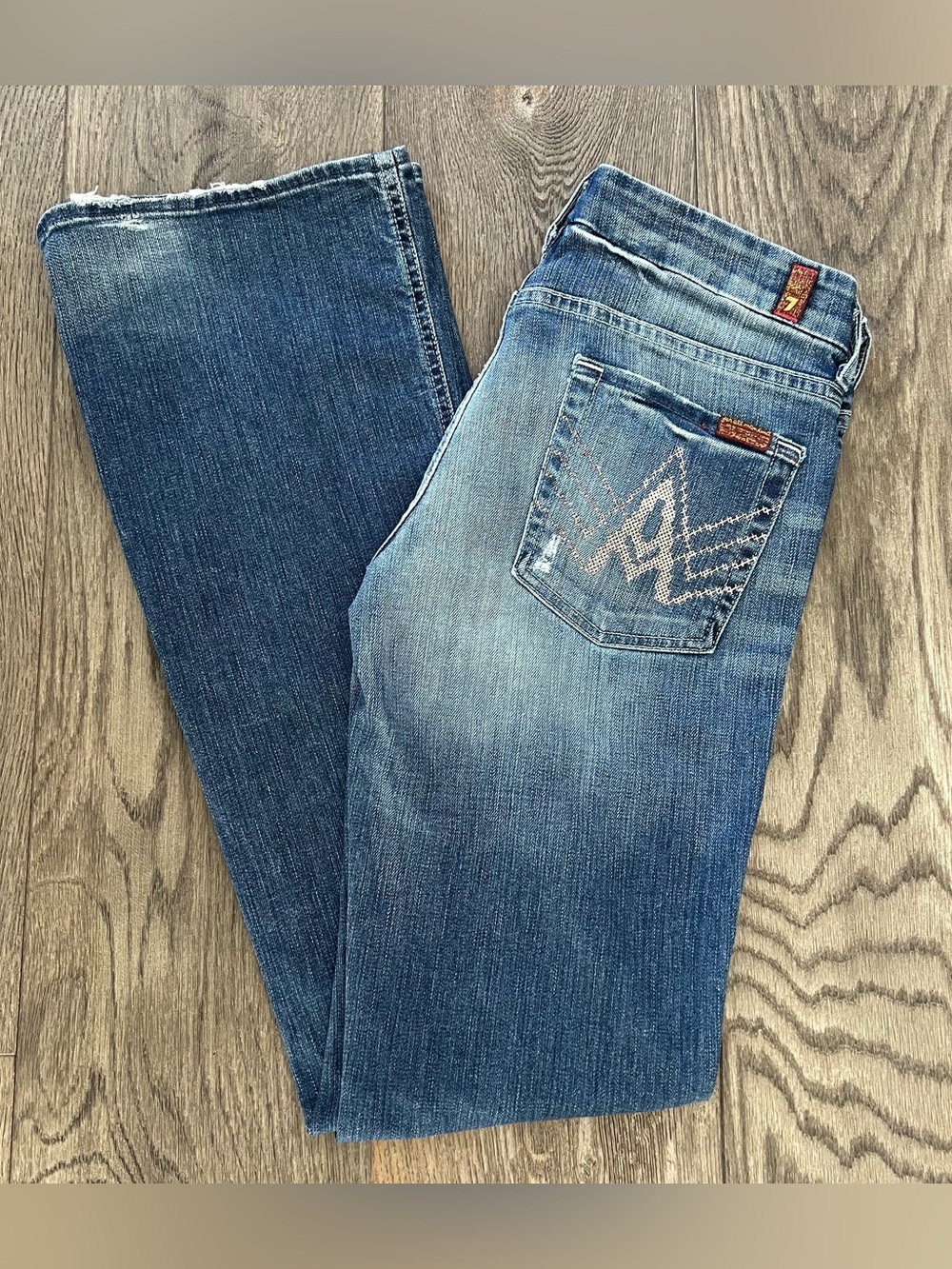 7 FOR ALL MANKIND 7FAM Vintage Y2K “A” Pocket Low Rise Denim Jeans Size 30